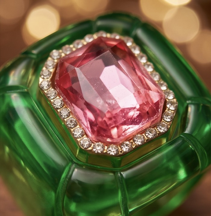 Candy Store - Modern Design Natural Green Raisin Pink Topaz .925 Sterling Silver ring size 8 - Stone close-up of Candy Store Green Raisin Pink Topaz jewelry piece.