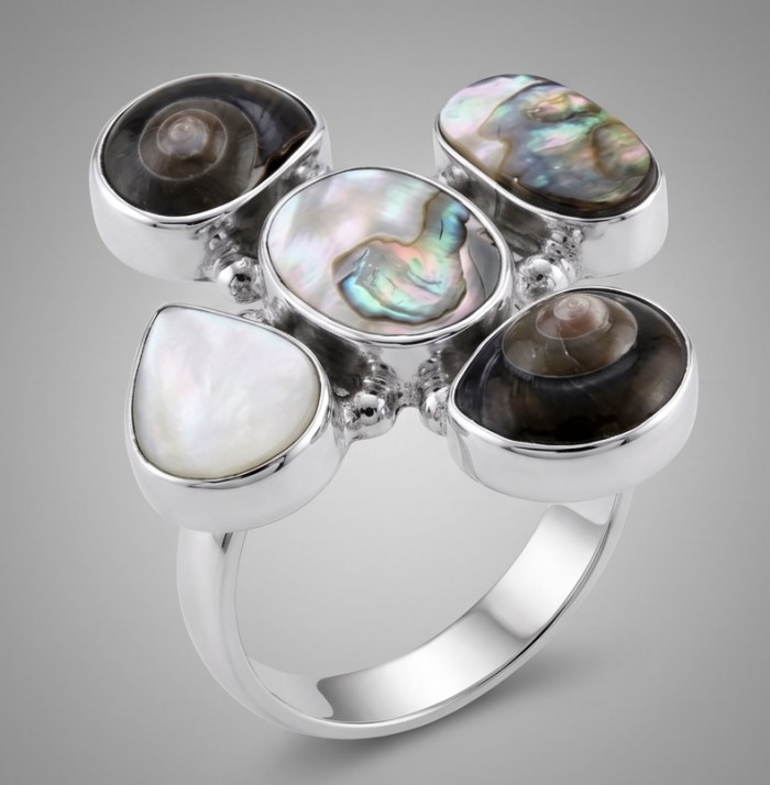 Vintage design Genuine Cameo Rainbow Abalone Silver handcrafted Large ring; s. 8 - photo 3