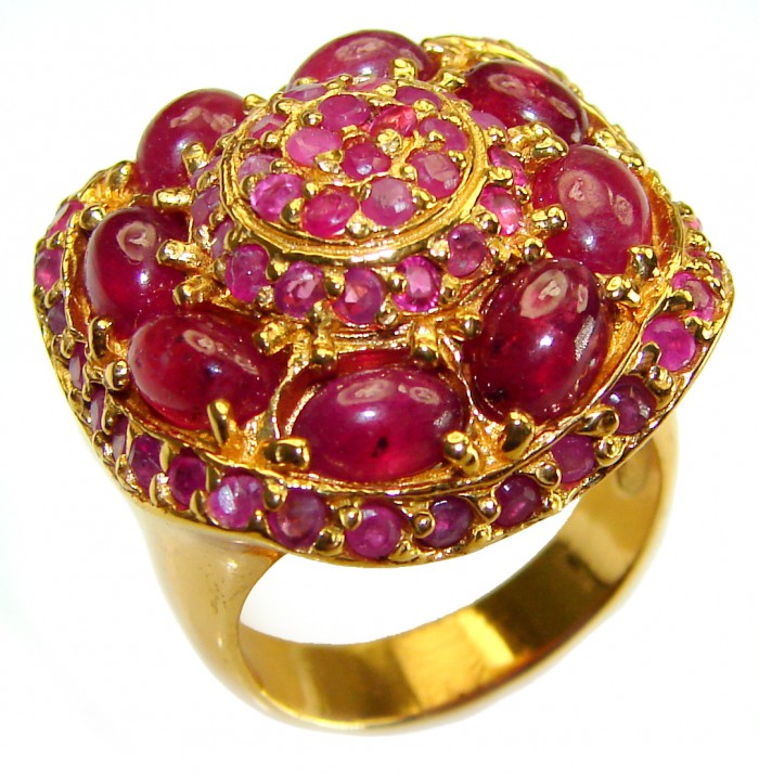 Born to Glam authentic 18.5 carat Ruby 18K Gold over .925 Silver handcrafted Cocktail Ring s. 7 - photo 4
