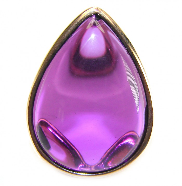 Purple Tear 22.2 carat Amethyst 14K Gold over .925 Sterling Silver Handcrafted Large Ring size 7 1/4 - photo 2