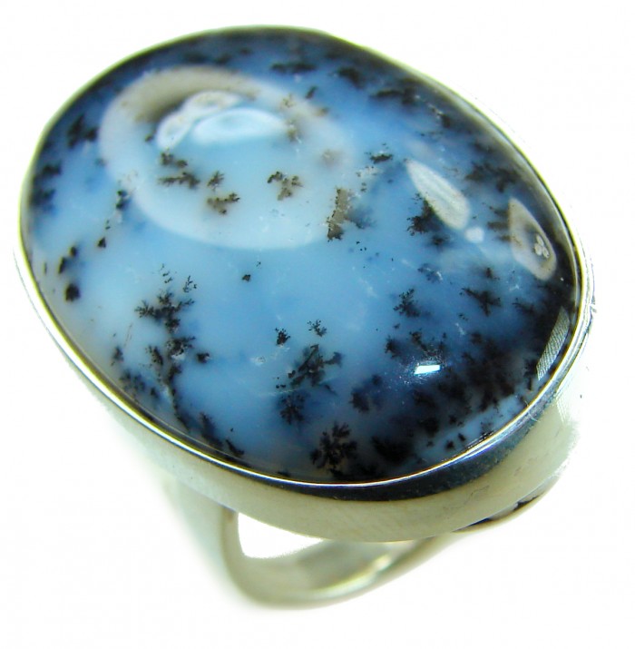 LARGE Top Quality Dendritic Agate .925 Sterling Silver handcrafted Ring s. 7 adjustable - photo 3