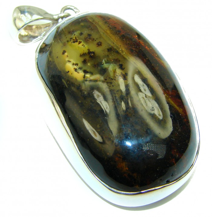 Large Authentic Baltic Amber .925 Sterling Silver handmade Pendant - photo 2