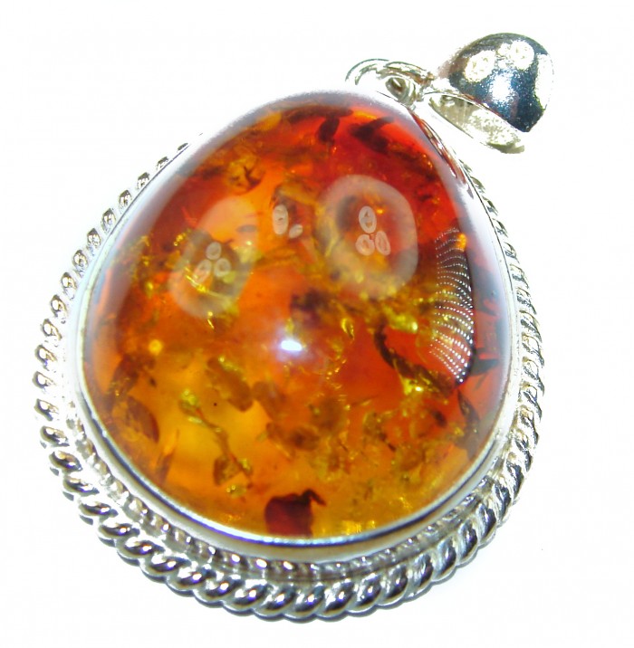 Vintage Beauty authentic Baltic Amber .925 Sterling Silver handcrafted pendant - photo 2