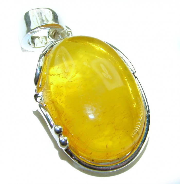Prehistoric Authentic Butterscotch Baltic Amber .925 Sterling Silver beautifully handcrafted Large Pendant - photo 1