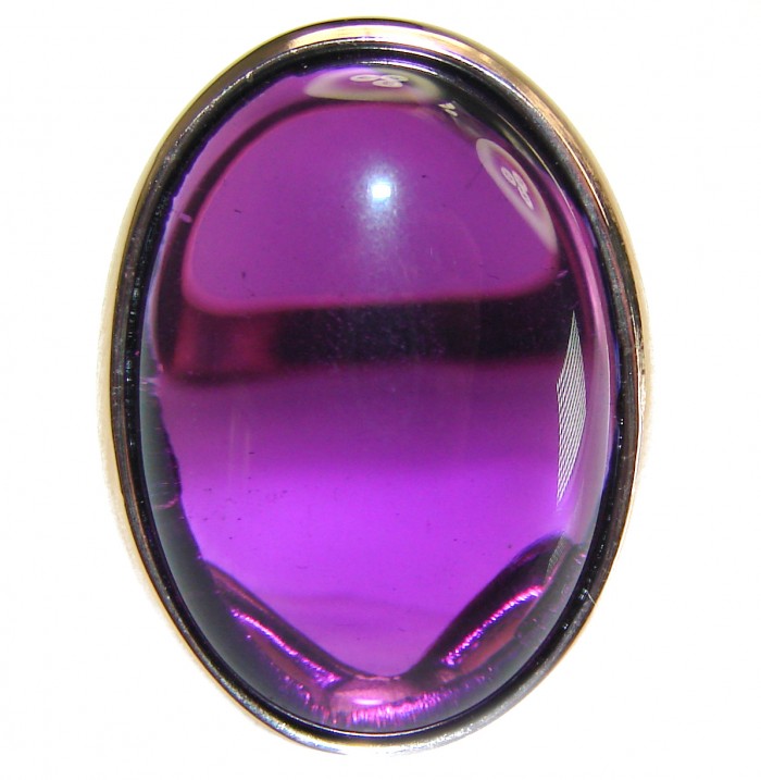 Spectacular Amethyst 14K Gold over .925 Sterling Silver Handcrafted Large Ring size 7 - photo 1
