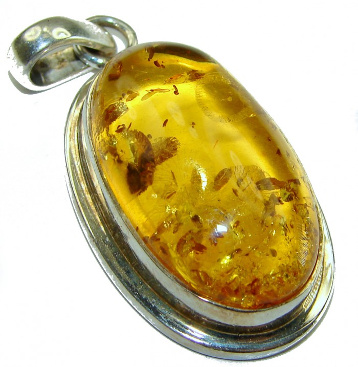 Vintage Beauty authentic Baltic Amber .925 Sterling Silver handcrafted pendant - photo 1