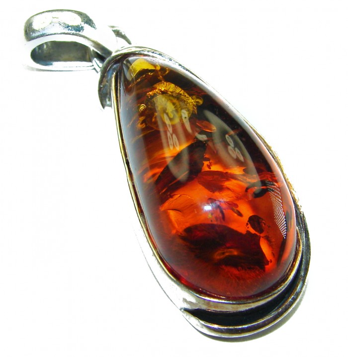 Vintage Beauty authentic Baltic Amber .925 Sterling Silver handcrafted pendant - photo 1