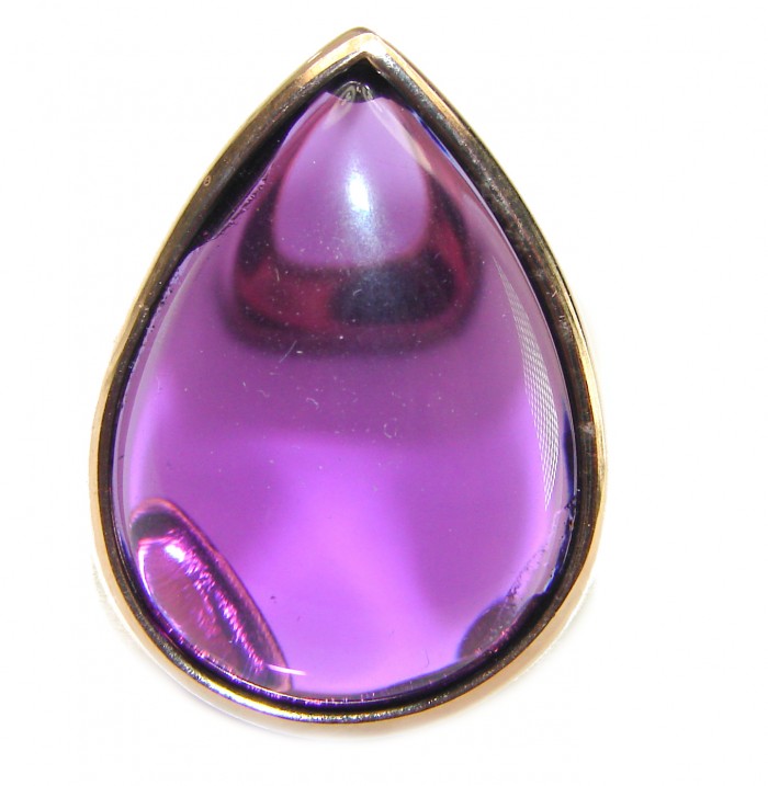 Spectacular 28.5 carat Amethyst 14K Gold over .925 Sterling Silver Handcrafted Large Ring size 6 - photo 2