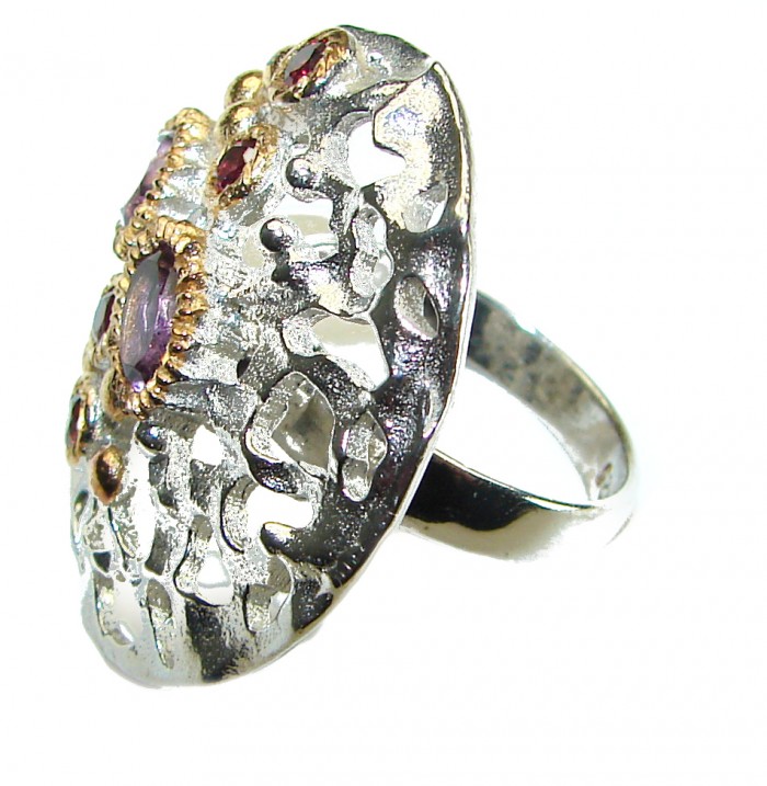 Dramatic design 15.8 carat Amethyst .925 Sterling Silver Handcrafted Ring size 6 - photo 1