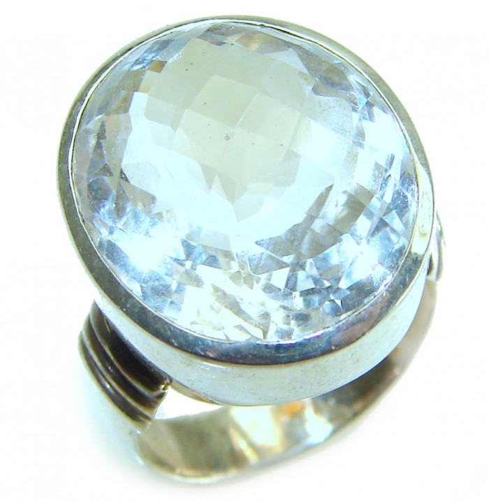 Spectacular 10.5 carat White Topaz .925 Sterling Silver handcrafted ring size 7 - photo 3