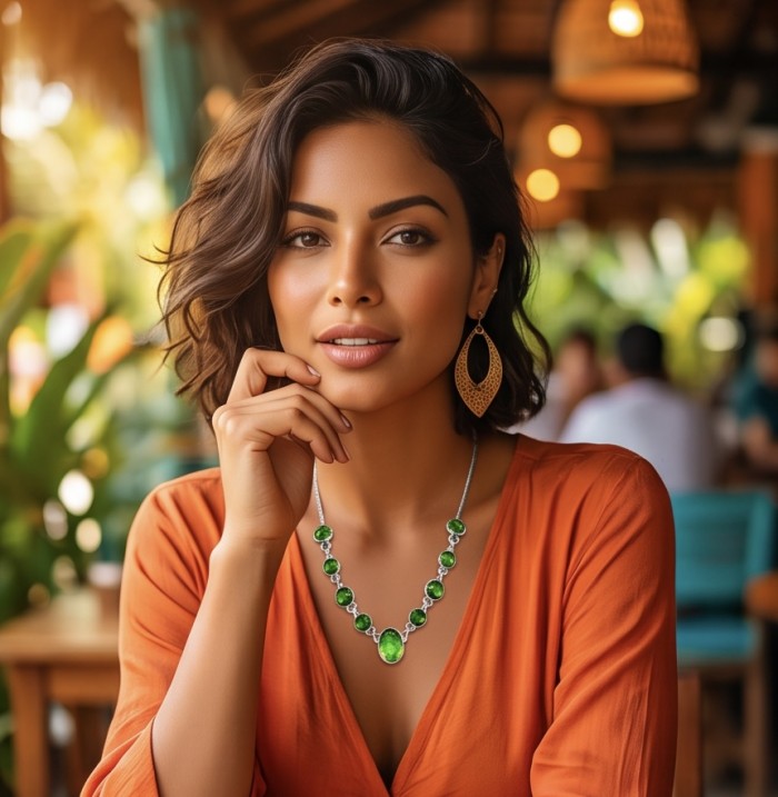 Emma 89.8 carat Green Topaz silver Handcrafted necklace - photo 1