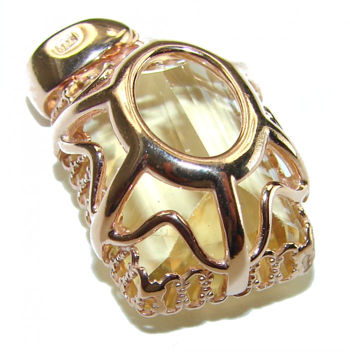Authentic Golden Lemon Quartz 18K Gold over .925 Sterling Silver handmade Pendant - photo 2