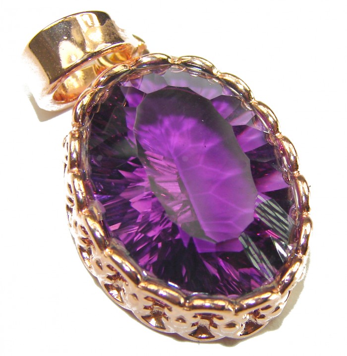 Vintage Design Amethyst 14K Rose Gold over .925 Sterling Silver handcrafted Pendant - photo 1