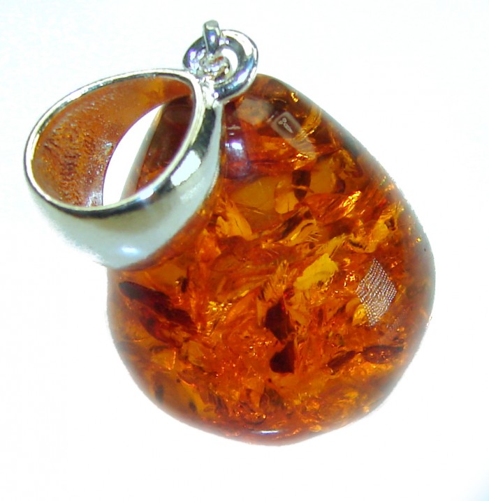 Real Beauty authentic Baltic Amber 925 Sterling Silver handcrafted pendant - photo 1