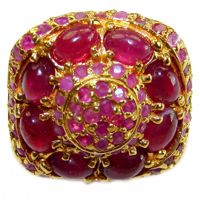 Born to Glam authentic 18.5 carat Ruby 18K Gold over .925 Silver handcrafted Cocktail Ring s. 7 - photo 3