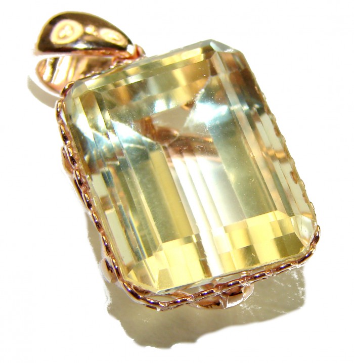 10.3 carat Lemon Quartz 14K Gold over .925 Sterling Silver handcrafted pendant - photo 3