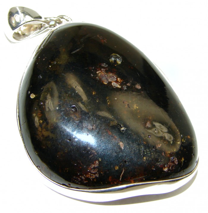Timeless Treasure Genuine Dark Baltic Amber .925 Sterling Silver handmade pendant - photo 2