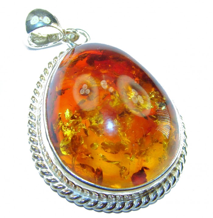 Vintage Beauty authentic Baltic Amber .925 Sterling Silver handcrafted pendant - photo 3