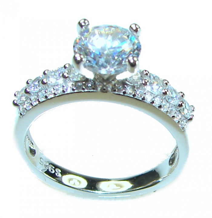 Exclusive 4.9 carat White Topaz .925 Sterling Silver handcrafted ring size 9 - photo 2