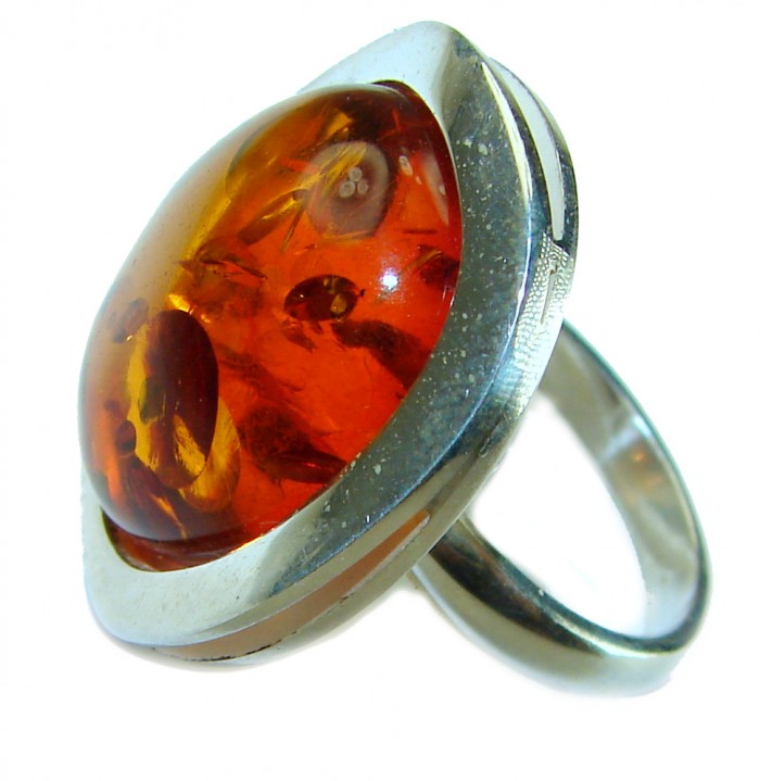 Beauty of the Sea natural Baltic Amber .925 Sterling Silver handcrafted ring; s. 7 adjustable - photo 1