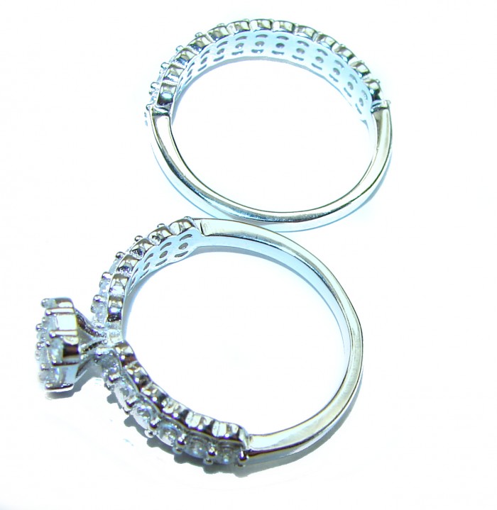 Dazzling - Exclusive 8.6 carat White Topaz .925 Sterling Silver handcrafted stack ring size 7 - photo 1