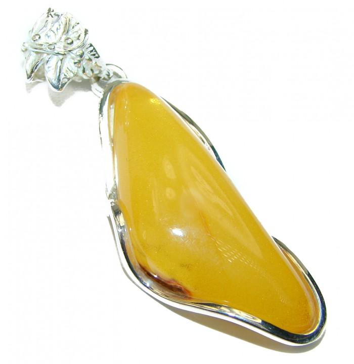 Butterscotch Baltic Amber .925 Sterling Silver handmade Pendant - photo 2