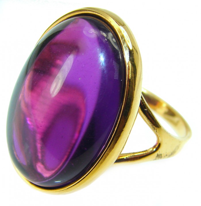 Spectacular Amethyst 14K Gold over .925 Sterling Silver Handcrafted Large Ring size 9 - photo 2