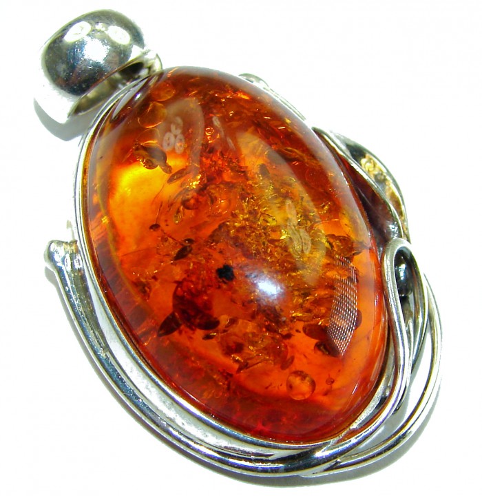 Vintage Beauty authentic Baltic Amber .925 Sterling Silver handcrafted pendant - photo 1