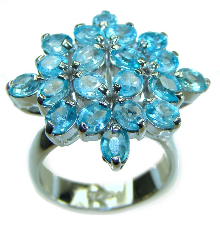 Atlantica 10.5 carat Swiss Blue Topaz .925 Sterling Silver Handcrafted Ring size 7 1/4 - photo 4