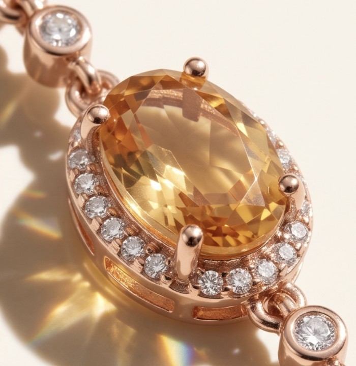 Giovanna - Genuine 4.6 carat orange Sapphire 22K Gold over .925 Sterling Silver handcrafted Statement Earrings - Close-up of orange sapphire with diamonds and 22K gold setting.