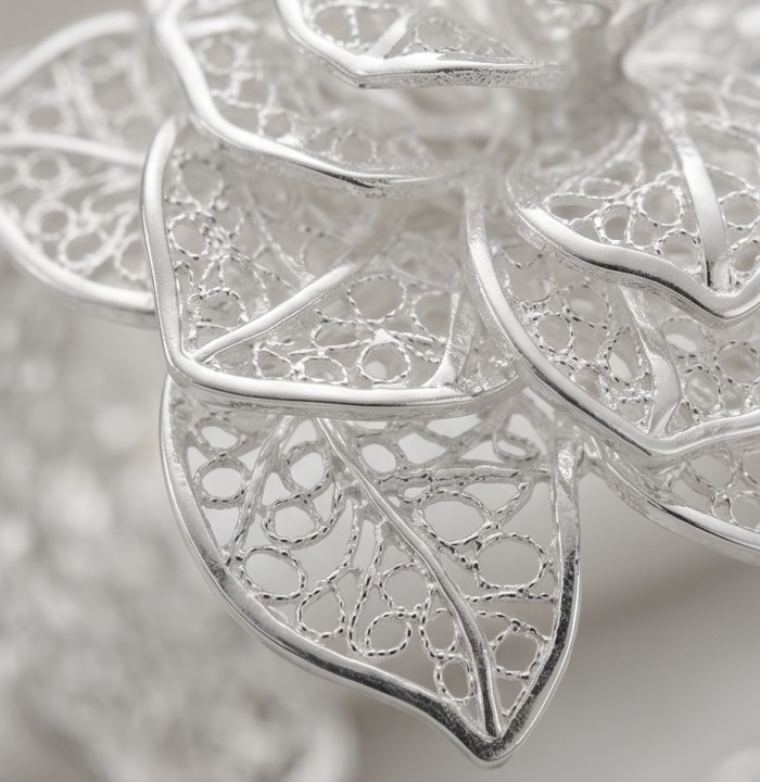 Silver Rose Vintage style Luxurious Bangle fashion Bracelet - photo 2