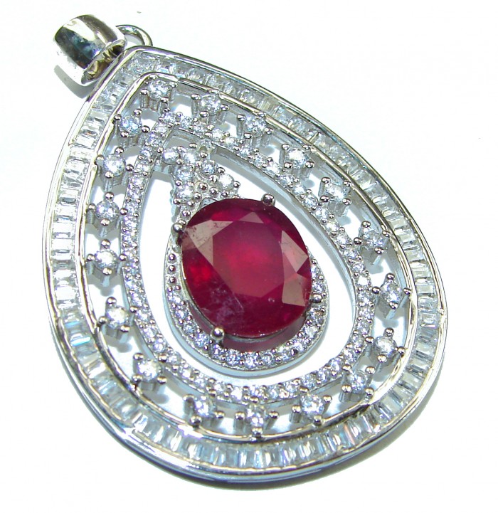Excellent quality Genuine Ruby .925 Sterling Silver handmade Pendant - photo 2