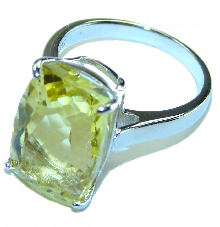 Sublime 10.8 carat Genuine Citrine .925 Sterling Silver handcrafted ring size 7 1/2 - photo 1