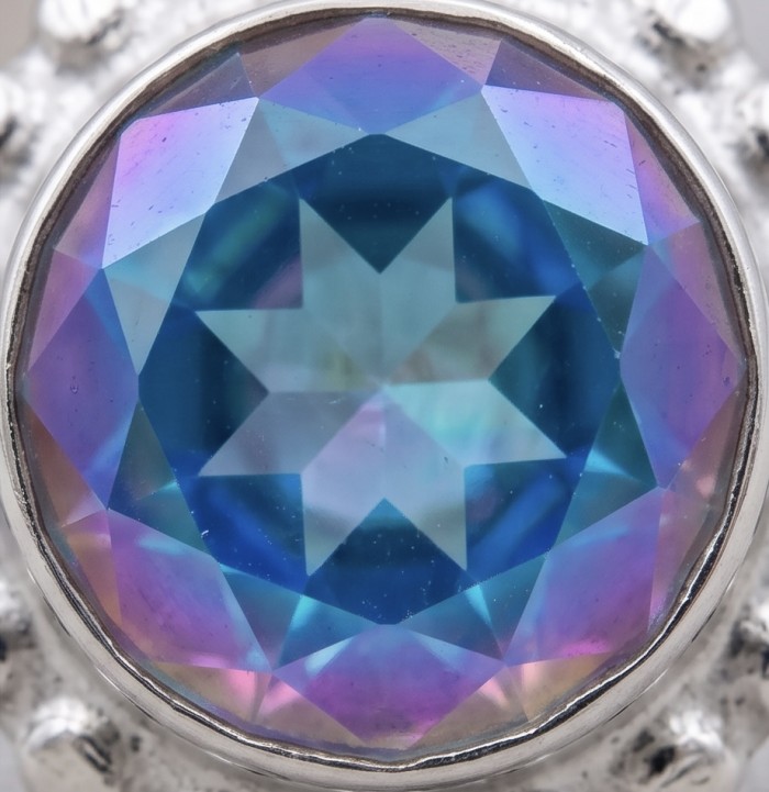 Big Dreamer 12.8 carat Mystic Topaz Silver handcrafted Large ring size 6 - photo 3