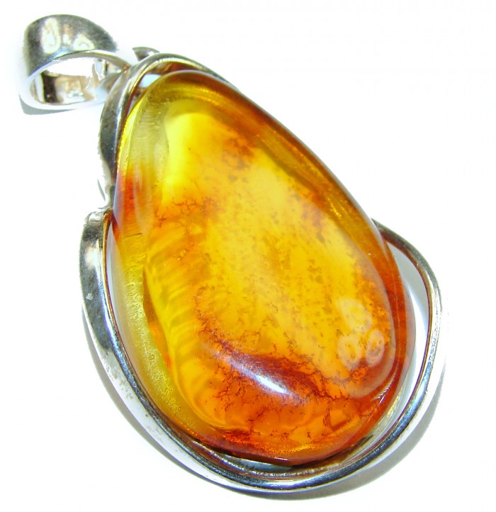 Vintage Beauty authentic Baltic Amber .925 Sterling Silver handcrafted pendant - photo 1