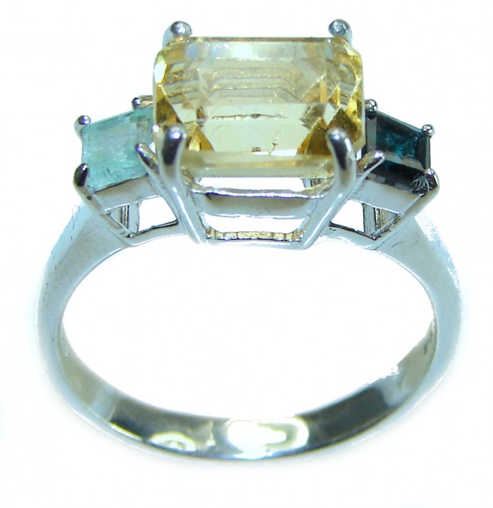 Authentic 5.2 carat Citrine .925 Sterling Silver handmade Cocktail Ring s. 7 1/2 - photo 3