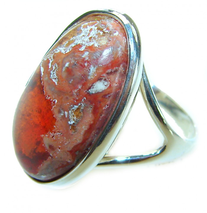 Bonefire Night best quality 11.5 carat Mexican Opal .925 Sterling Silver handmade ring 8 - photo 1