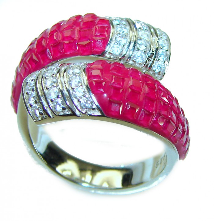 Born to Glam authentic Ruby .925 Silver handcrafted Eternity Ring s. 6 - photo 3