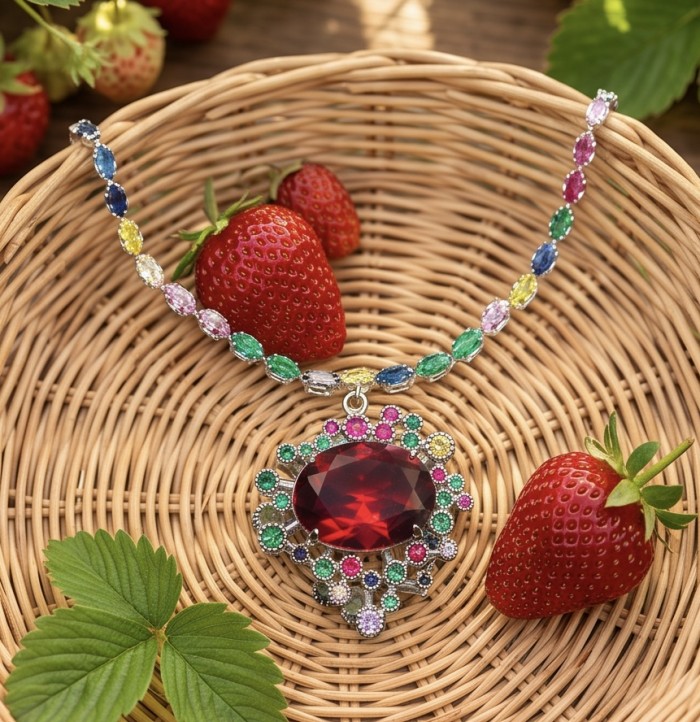 DEVOTION - 27.5 carat Pink Topaz RHODIUM over .925 Silver handcrafted Statement necklace - photo 4