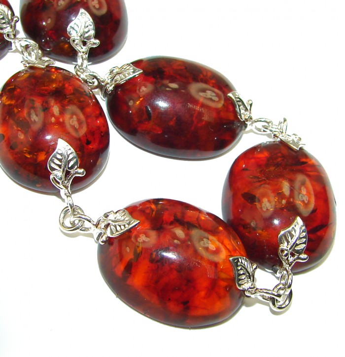 Cognac Color Beautiful Amber .925 Sterling Silver handcrafted Bracelet - photo 2
