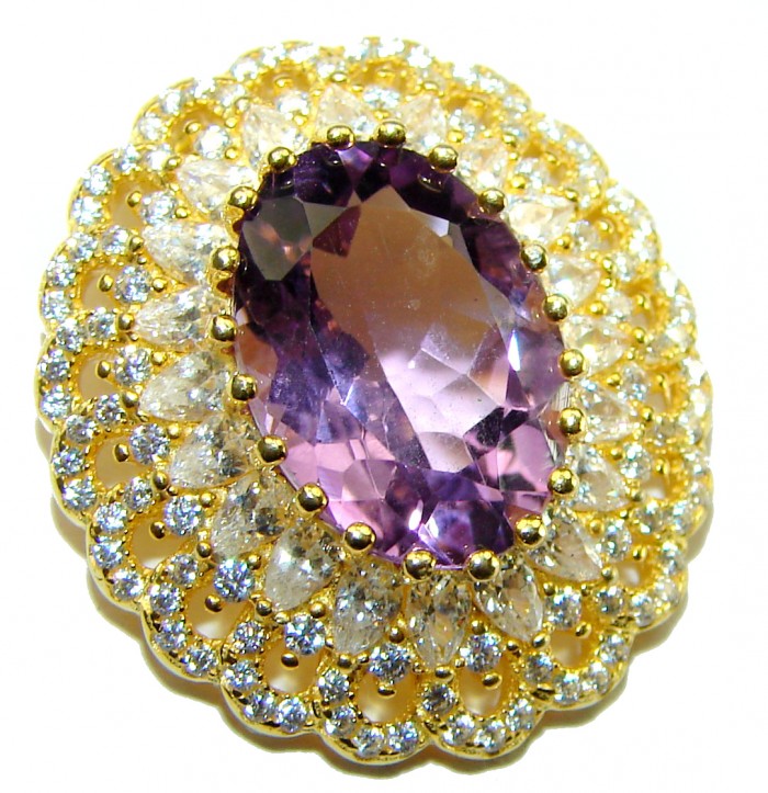 Vintage Design Amethyst 14K Gold over .925 Sterling Silver handcrafted Pendant - photo 1