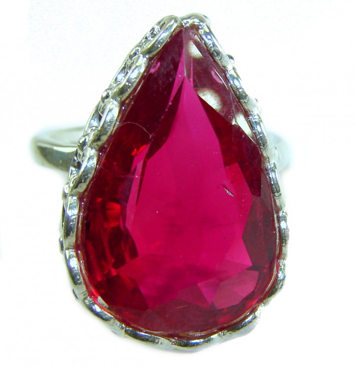 Red Brilliance 24.5 carat Red Topaz .925 Silver handcrafted Large Cocktail Ring s. 7 1/2 - photo 2