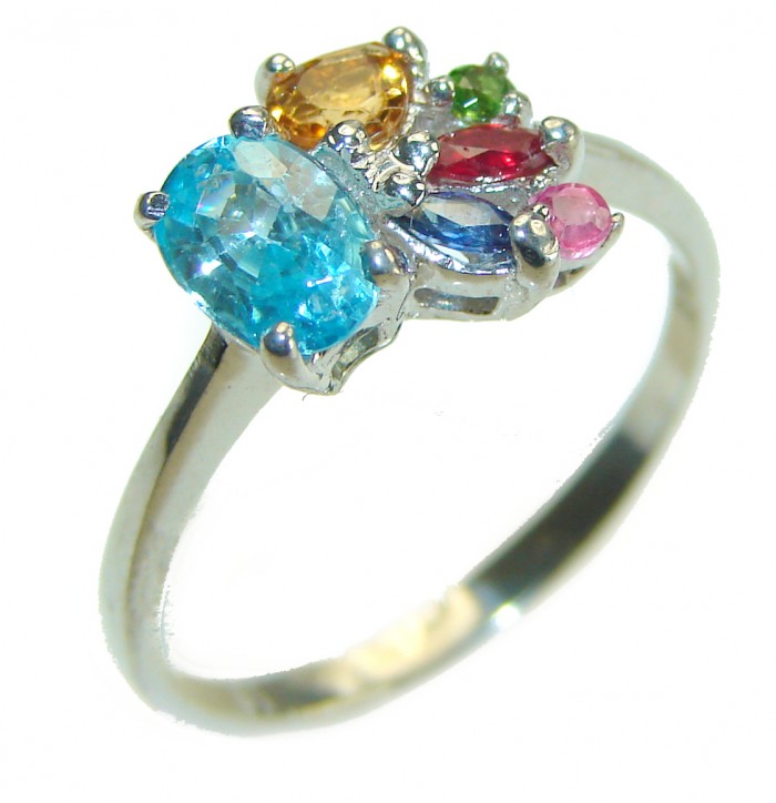Ocean Drop 0.5 carat Swiss Blue Topaz .925 Sterling Silver handmade Ring size 8 - photo 3