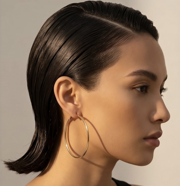 Allure Golden tone handcrafted Stylish Hoop earrings - photo 1