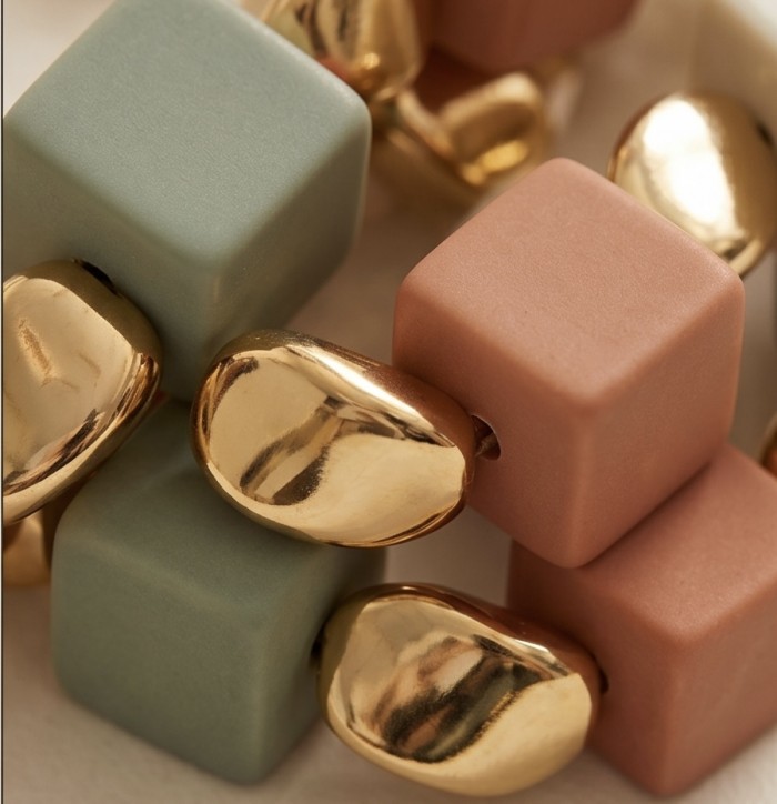 Luxurius Modern Concept - Crystal Cubes golden Handcrafted necklace - photo 2
