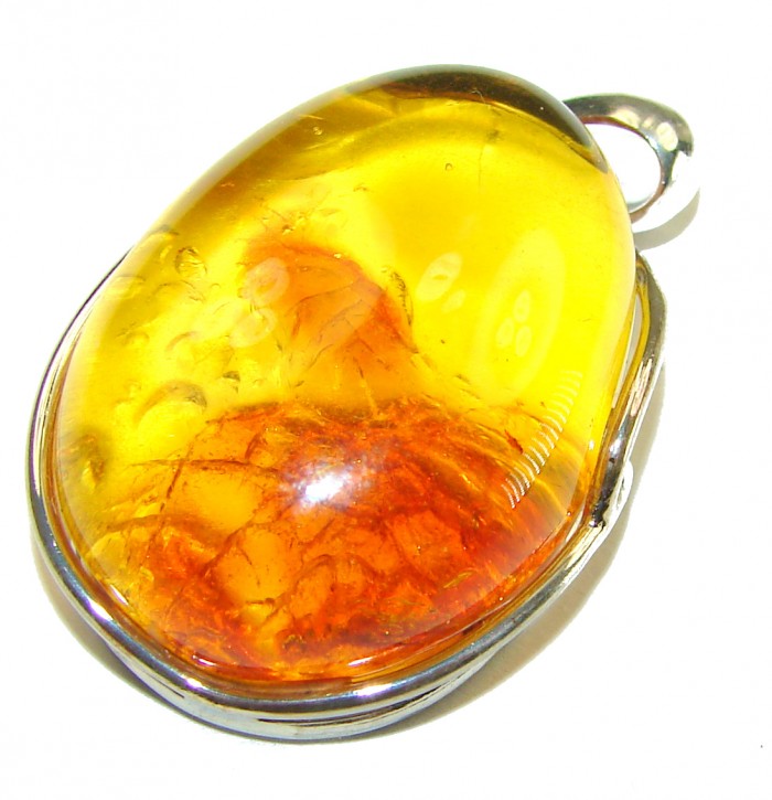 The best quality authentic Golden Baltic Amber .925 Sterling Silver handcrafted pendant - photo 2