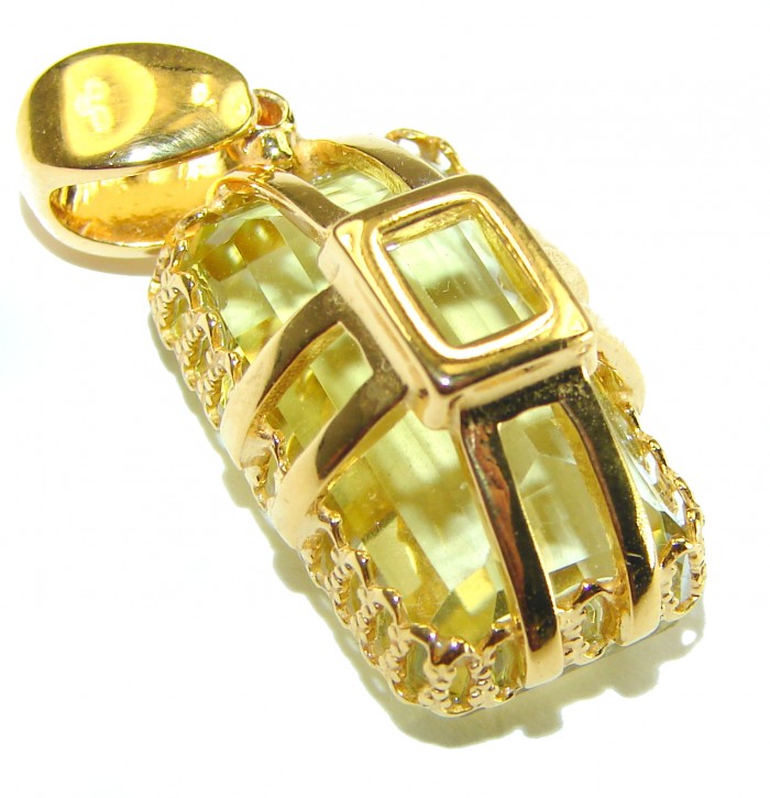 Authentic Golden Lemon Quartz 18K Gold over .925 Sterling Silver handmade Pendant - photo 1