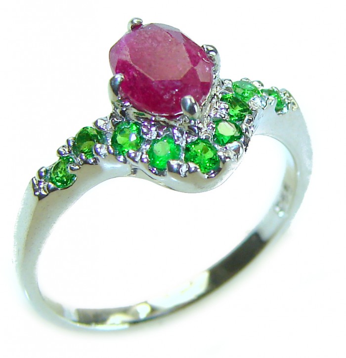 Gabriella oval cut 0.8 carat Ruby .925 Sterling Silver handcrafted Cocktail Ring s. 8 1/4 - photo 3