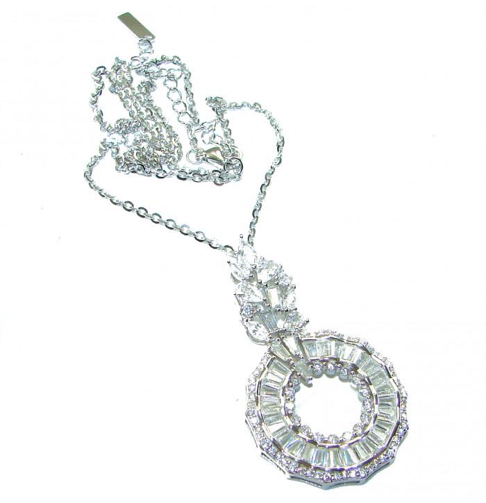 Exceptional quality - Art Deco 28.2 carat White Topaz .925 Sterling Silver handcrafted Necklace - Top view of Art Deco white topaz necklace with intricate chain detail