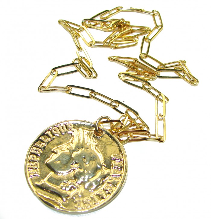 Vintage Style Coin .925 Sterling silver and plated with 14K Gold handcrafted necklace - photo 2